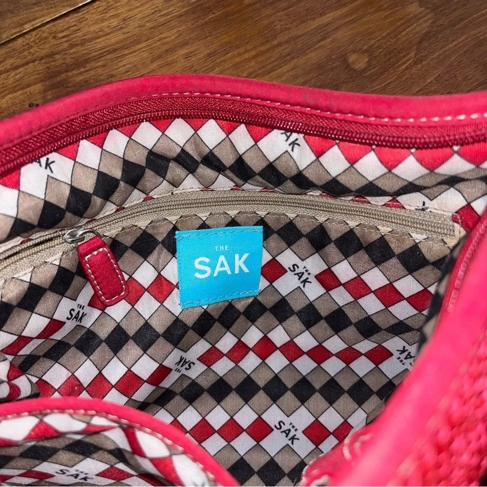 SAK Original Crochet Handbag Shoulder Bag Red
